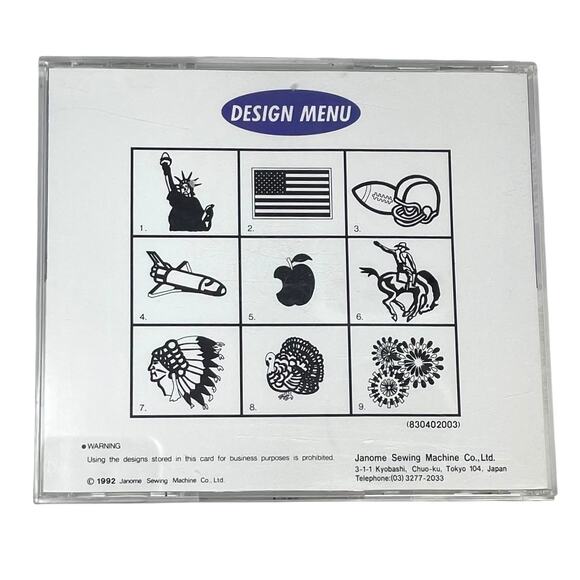 Janome 8000 Memory Card U1 American Series Embroidery Card Circa 1992 - Picture 6 of 11